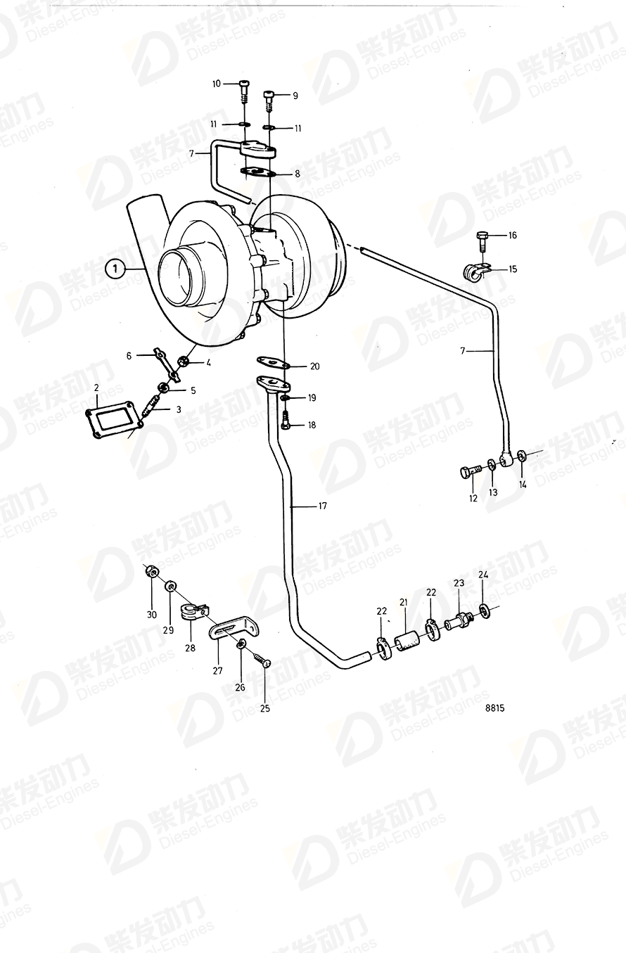 VOLVO Turbocharger 3826911 Drawing VOLVO Turbocharger 3826911 Drawing